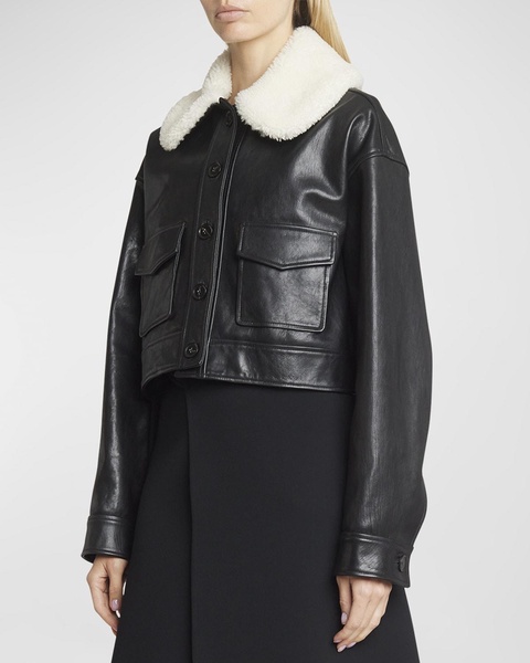 Judd Leather Jacket with Shearling Collar