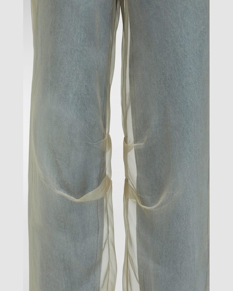 Wide-Leg Denim Jeans with Silk Parchment Overlay