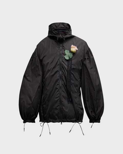 Men's Puff-Sleeve Jacket with Flower