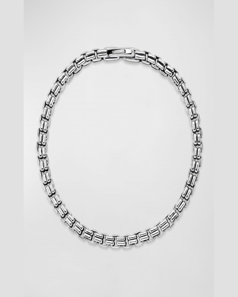 Men's Double Box Chain Bracelet in Silver, 4mm