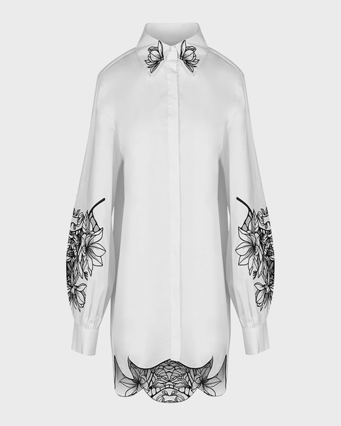 Leonie Floral-Embroidered Cotton Poplin Shirt