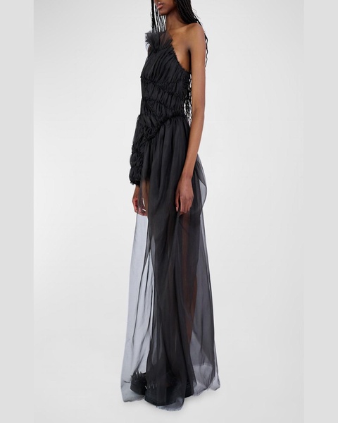 Jazzelle Ruched One-Shoulder Gown 