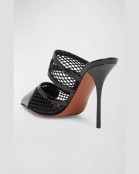 Patent Heart-Toe Stiletto Mules