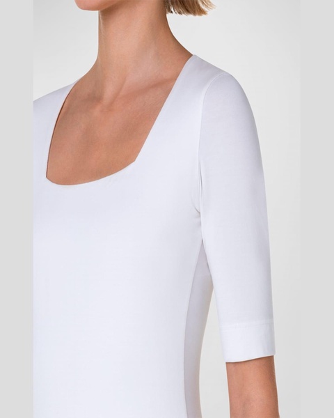 Cotton 1/2-Sleeve Square-Neck Tee