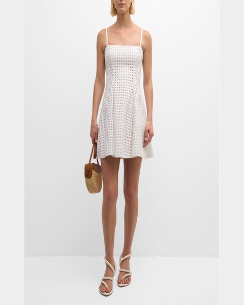 Sleeveless Lattice Linen Mini Dress