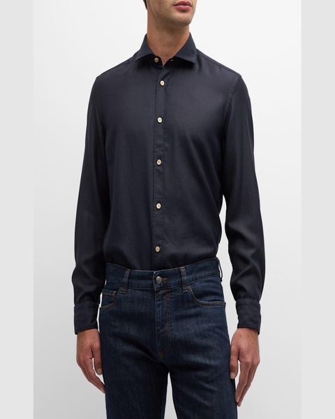 Men's Wool-Lyocell Solid Sport Shirt