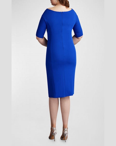 Plus Size Pleated Faux-Wrap Crepe Midi Dress