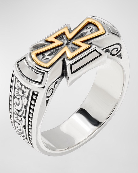 Men's Two-Tone Cross Band Ring