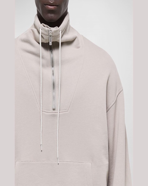 Men's Funnel-Neck Zip-Front Cotton Sweatshirt