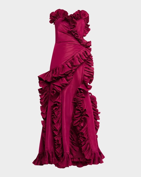 Strapless Ruffle Taffeta Gown