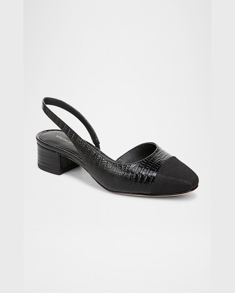 Cecile Lizard-Embossed Slingback Ballerina Flats