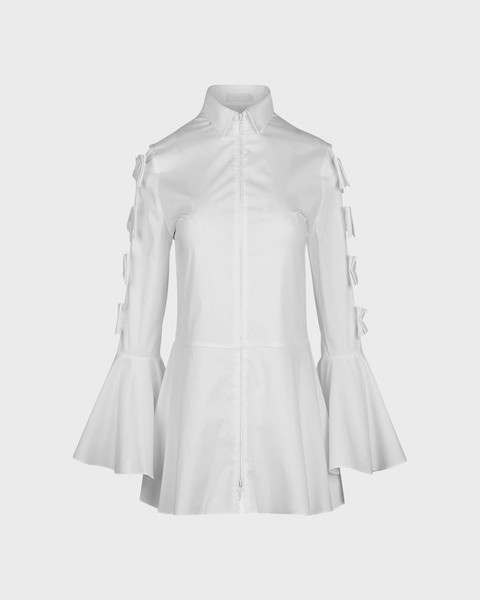 Peintre Zip-Front Cutout Peplum Poplin Shirt