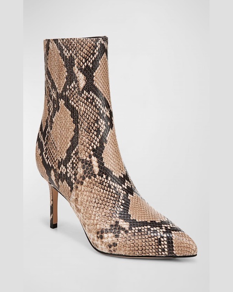 Lisa Snake-Embossed Stiletto Booties