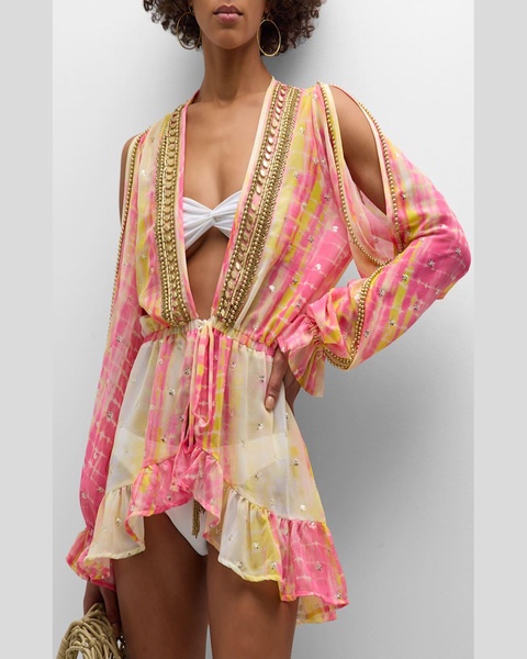 Ellis Embellished Tie-Dye Coverup