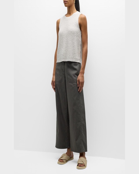 Cropped Wide-Leg Hemp-Cotton Pants