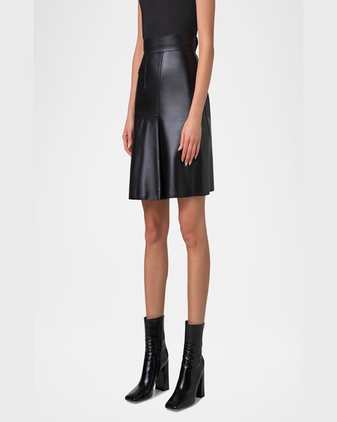 Asymmetric Lacquer Nappa Leather Mini Skirt