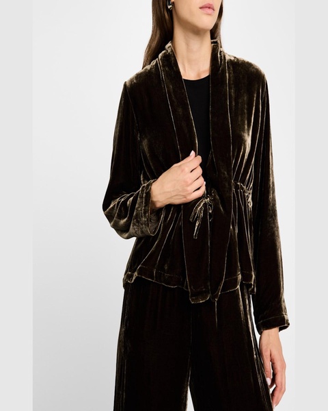 Drawstring Shimmer Velvet Jacket