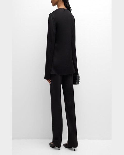 Renat Long-Sleeve Slits-Hem Blouse