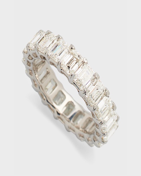 18K White Gold Emerald-Cut Diamond Eternity Band Ring