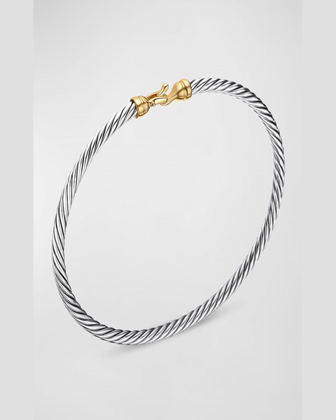 Cable Buckle Bracelet in Silver with 18K Gold, 3mm