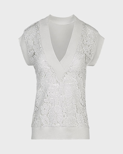 Ombelle V-Neck Floral Lace Vest