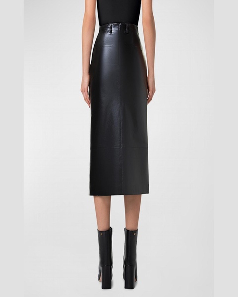 Lacquer Nappa Leather Pencil Skirt