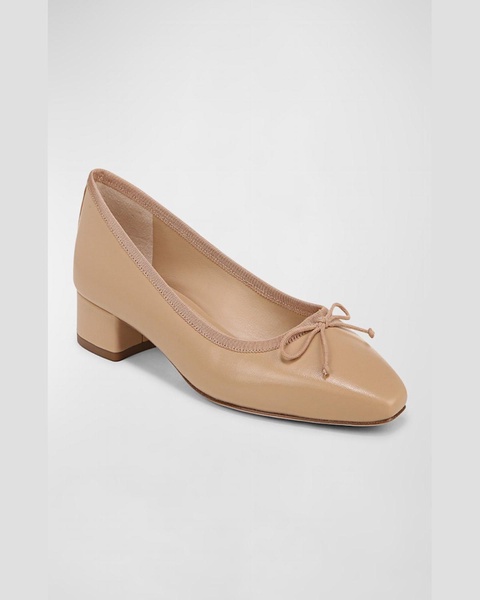 Cecile Leather Bow Ballerina Pumps