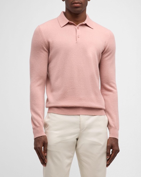 Men's Solid Cashmere Polo Sweater