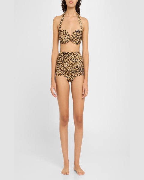 Cheetah Patch Bill Ruched Bikini Bottoms