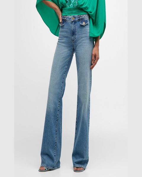 Itzel Braided Mid-Rise Straight-Leg Jeans 