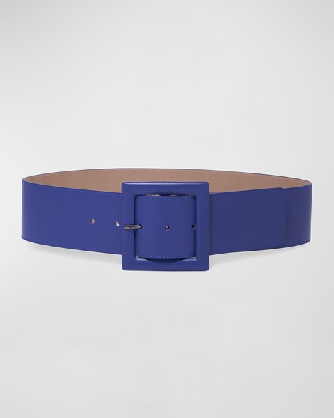 Square-Buckle Wide Leather Belt