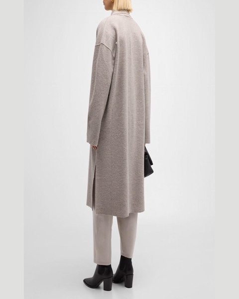 Lightweight Open-Front Boiled Wool Coat