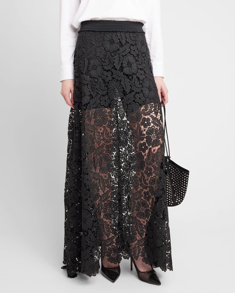 Cap Handkerchief Floral Lace Maxi Skirt