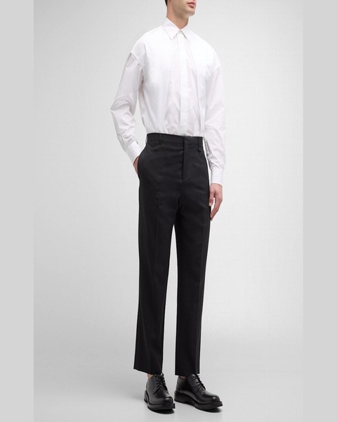 Men's Straight-Leg Wool Trousers