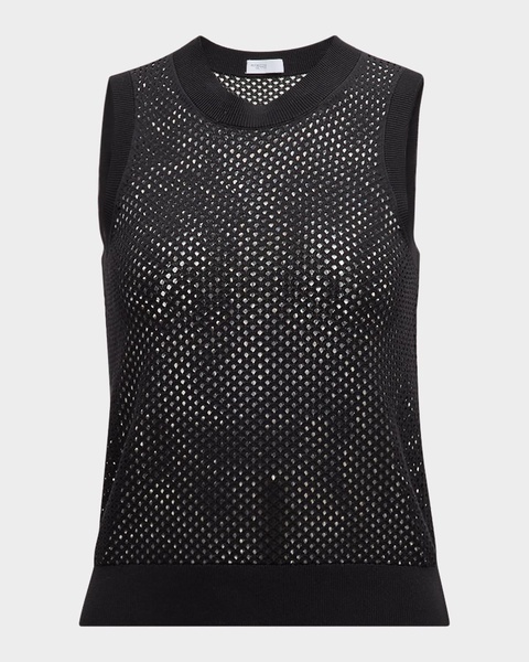 Mesh Pointelle Knit Tank Top