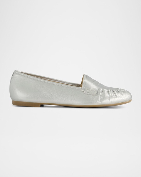 Sage Metallic Leather Moccasin Penny Loafers