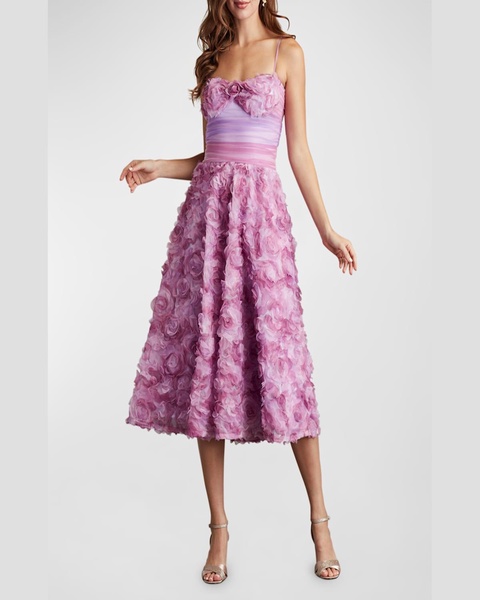 Sleeveless Rosette Sweetheart Midi Dress