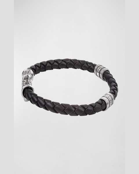 Sterling Silver Braided Leather Bracelet