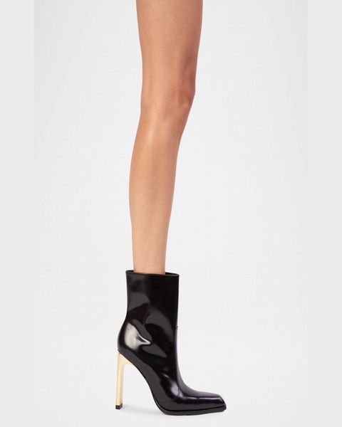 Domino Glossy Leather Ankle Booties