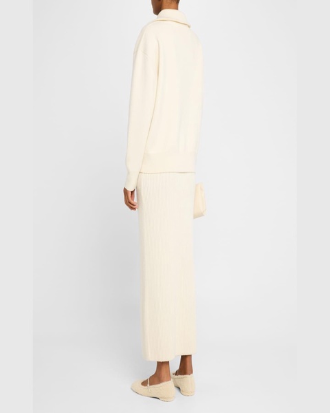 Zip Wool-Cashmere Rib Maxi Skirt