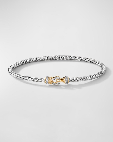 3mm Buckle Helena Bracelet with Diamonds, Silver and Gold