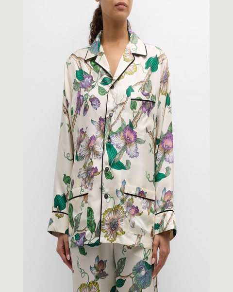 Yves Floral-Print Silk Twill Pajama Set