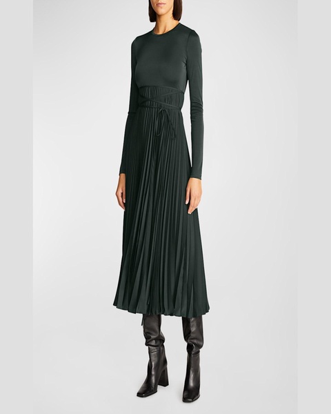 Doreen Pleated A-Line Jersey Midi Dress