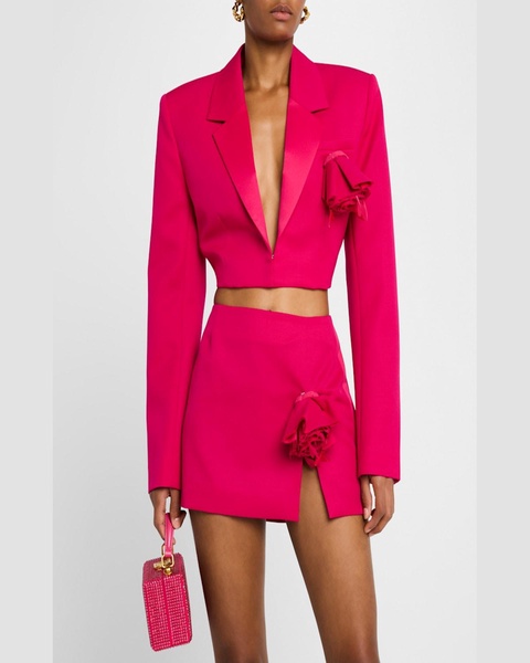 Flower Corsage Crop Blazer