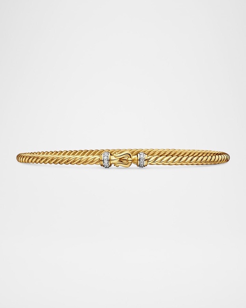 Cable Buckle Bracelet with Diamonds and 18K Gold, 2.6mm