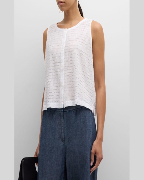 Grid Organic Cotton Voile Boxy Shirt