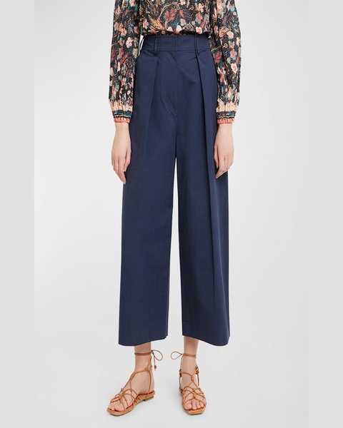 Emery Wide-Leg Cropped Cotton Pant