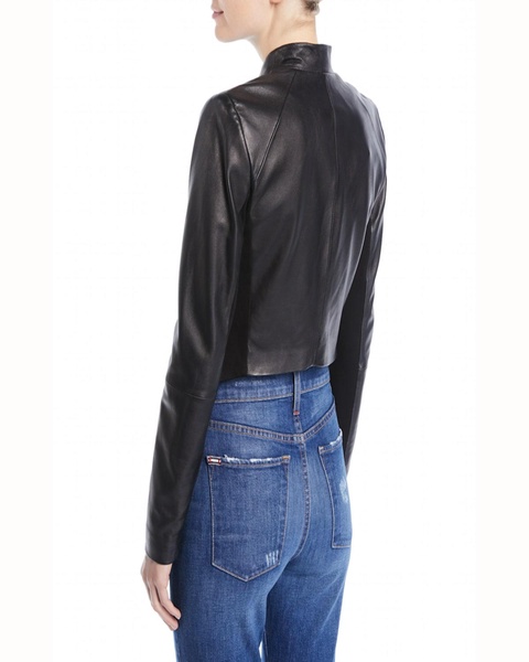 Harvey Draped Open-Front Leather Jacket