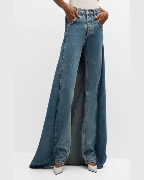 Low-Rise Denim Fishtail Jeans