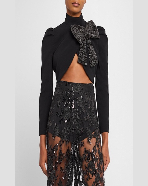 Addison Embellished Bow Collar Cropped Jacket 